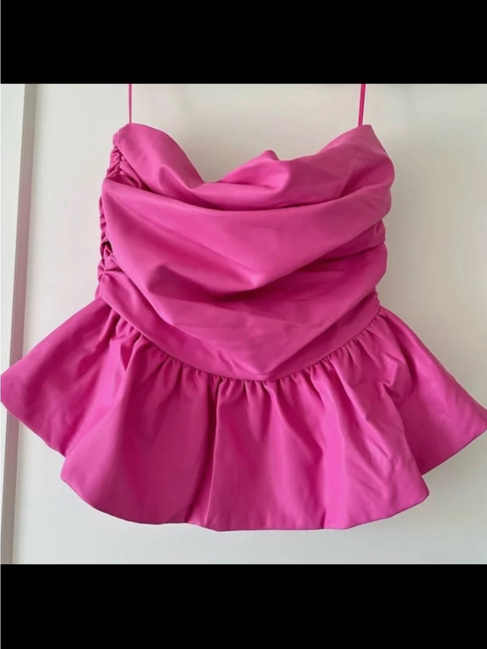 Naked wardrobe Hot Pink Ruched Cowl Peplum Mini Dress